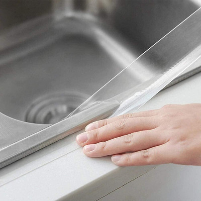 ATHARVED Transparent ‎Waterproof Acrylic Caulk Tape 5 m Single Sided Tape(White Pack of 1)