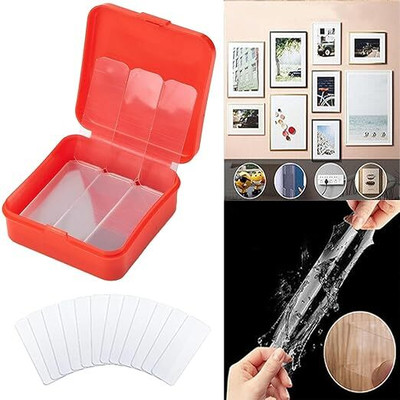 new sparsh Dimpal 60 PCS Waterproof Sided Stick Adhesive Stickers with Storage Box 6 cm Double-sided Tape(Clear Pack of 1)