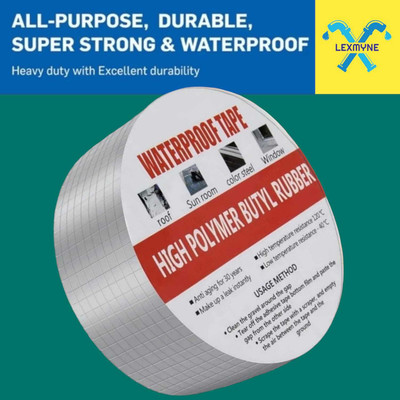 AirSoft Single Sided Foil Water/Weather/Fire Proof Tape Self Adhesive Aluminium Foil Butyl Rubber Tape Pipe Roof Water Leakage Surface Crack (5Cmx5M) (Manual)(Set of 1, Silver)