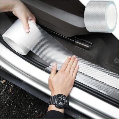 ZESTAN High Gloss Anti Scratch White Carbon Fiber Polyvinyl Chloride Paint Protection 50 mm x 5 m White Reflective Tape(Pack of 1)