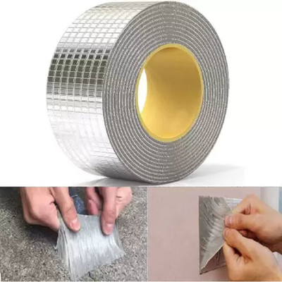 RNASUN rubber Waterproof Permanent Repair Aluminum tape Dispenser Waterproof Tape,Aluminum Foil Butyl Tape,Crack Roof Duct Repair Adhesive Tape (Manual)(Set of 1, Silver)
