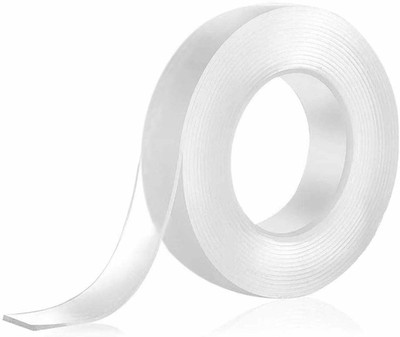 GLAZU Nano Tape Washable Reusable Transparent Adhesive 5 m Double-sided Tape(White Pack of 1)