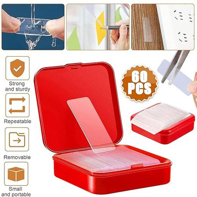 new sparsh Rekha 60 PCS Waterproof Sided Stick Adhesive Stickers with Storage Box 6 cm Double-sided Tape(Clear Pack of 1)
