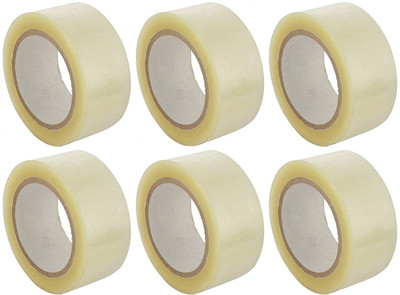 Dfix Plain Single Sided Adhesive Tape Handheld Cello Tape (48 MM/2 Inch) Packaging Tape for E-Commerce Box Packing, Office & Home Use Cello Tape (Manual)(Set of 6, Clear)