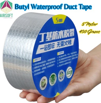 Silver tech Super Strong Self Adhesive Vinyl Adhesive Tape Aluminum Foil Butyl For Roof ST 5 m Duct Tape(Silver Pack of 1)