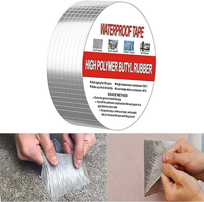 FOKRIM Self Adhesive Super Strong Waterproof One sided tape Single Sided Tape (Manual)(Silver)