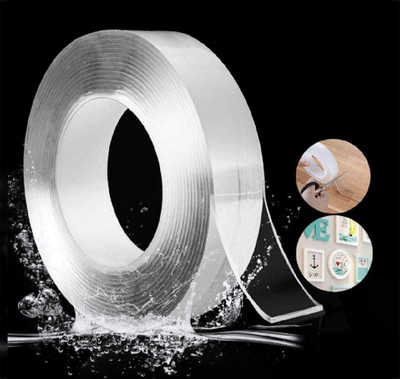 QinPin Double Sided Manual Cello Tape (Manual)(Set of 1, Transparent)