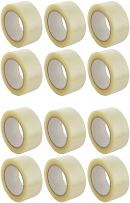 Dfix Plain Single Sided Adhesive Tape Handheld Cello Tape Packaging Tape for E-Commerce Box Packing, Office & Home Use Transparent Tape (48MM/2 Inch) (Manual)(Set of 12, Clear)