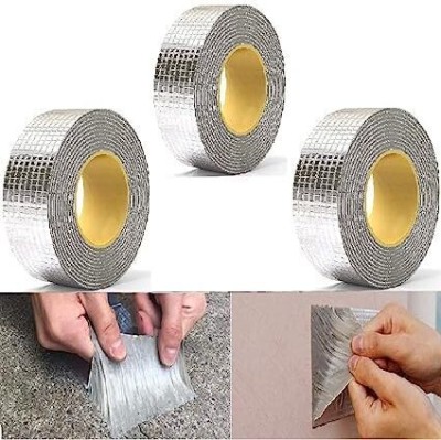 CITYCART Aluminum Butyl Tape Permanent Waterproof Leak Repair Pipe RV Roof Window Sealing 5 m Butyl Tape(Silver Pack of 3)