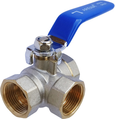 ESEKSAFAR Heavy Duty 3/4'' BSP Thread 3-Way Female Ball Valve Forged Brass Nickel Finish Ball Valves