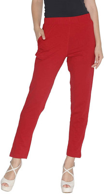 Lyra Ankle Length Western Wear Legging(Red, Solid)