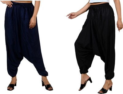 LETZ DEZINE Solid Rayon Women Harem Pants