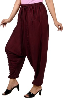 LETZ DEZINE Solid Rayon Women Harem Pants