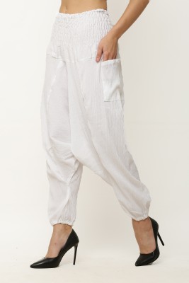 LETZ DEZINE Solid Rayon Women Harem Pants