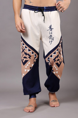 Yellow Tree Printed Men Blue Track Pants