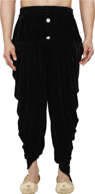 GN hub Mens Black Solid Valvet Harem Pant Style Dhoti With Elastic Waist Solid Men Dhoti