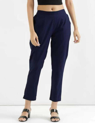 Alhuma Creation Solid Cotton Lycra Blend Women Harem Pants