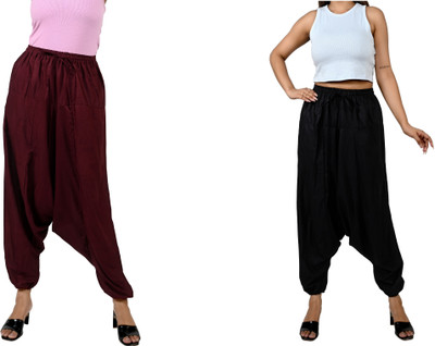 FusFus Solid Rayon Women Harem Pants