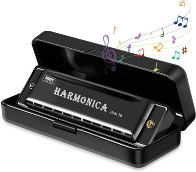 Bonsly Mouth Organ, Key of C 10 Hole 20 Tone Diatonic Harmonica for Beginner with Case(Multicolor)