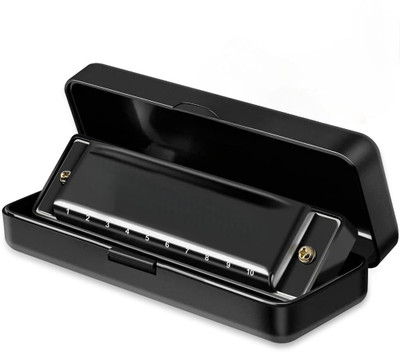 STYLEMBR Harmonica C Key 10 Hole 20 Tone for Beginners Durable Clear Sound(black)
