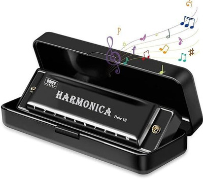 SARKAR Kids Harmonica 10 Hole C Key – Musical Mouth Organ for Beginners(black)