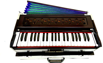 KHALSA MUSICAL Folding Harmonium 42-Keys, Two Reed, 3.5 Octave 7 Bellow, Foam Paaded Bag 3.5 Octave Foot Pumped Harmonium(Seven Fold Bellow, Bass Reed)