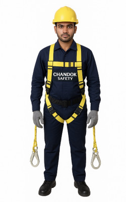 SFS Full Body Safety Harness Belt with Double Lanyard & Scaffolding Hook Safety Harness(Free Size)