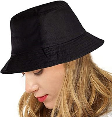 TQLOQZ Bucket stylish round foldable topi(Black, Pack of 1)