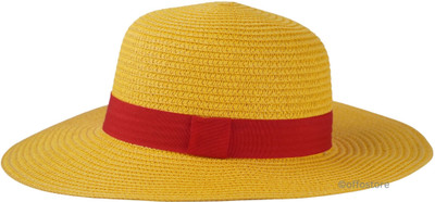 OFFO One Piece Anime Luffy Straw Hat| Suitable Hats for Anime Lovers(Yellow, Pack of 1)