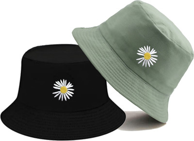 CLASSYMESSI Unisex Bucket Hat Beach Sun Hat Fishing Hat Reversible Double-Side-Wear(Green, Black, Pack of 1)