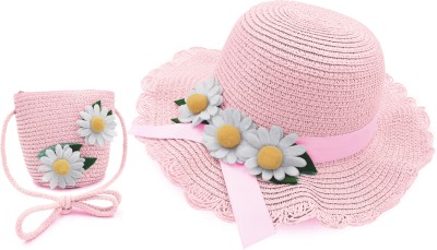 VRITRAZ Straw Hats(Ribbon Babypink, Pack of 1)