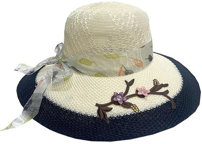 Adorazone Women Wide Brim Fedora/Tribly Summer Beach Hat(Blue, Pack of 1)