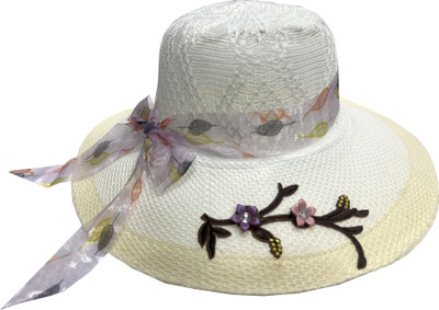 INFISPACE Wide Brim Fedora/Tribly Summer Beach Hat(White, Pack of 1)
