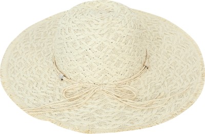 FabSeasons Wide Brim Sun Beach Hat for Women(Beige, Pack of 1)