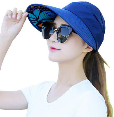 AlexVyan SunVisor Hats Wide Brim Summer Cap UV Protection. Breathable Beach Sun Hat Cap(Blue, Pack of 1)