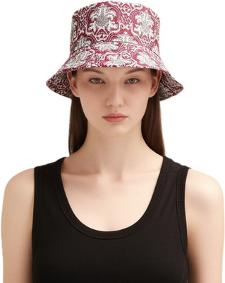 ZACHARIAS Women's Fishermen Cotton Printed Bucket Cap Hat(Maroon, Pack of 1)
