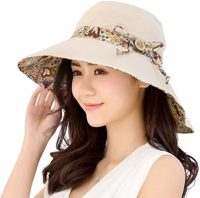 HASTHIP Beach Hat Women Bucket Hats(Beige, Pack of 1)