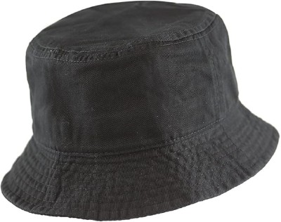 TQLOQZ Plain Round Bucket hats(Black, Pack of 1)