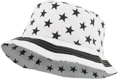 CLASSYMESSI STAR PRINT BUCKET HAT(White, Pack of 1)