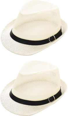 ZACHARIAS Fedora Cowboy Breathable Mesh Net Hat Cap Free Size(Fawn, Pack of 2)