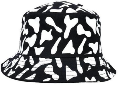 Dynamic Attire Cow Print Bucket Hat Funny Animal Pattern Fisherman Hats for Women, Men(Black, Pack of 1)