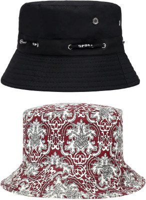 ZACHARIAS Fishermen Bucket Cap Hat(Black, Maroon, Pack of 1)