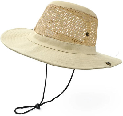 ZACHARIAS Fedora Cowboy Breathable Mesh Net Hat Cap(Fawn, Pack of 1)