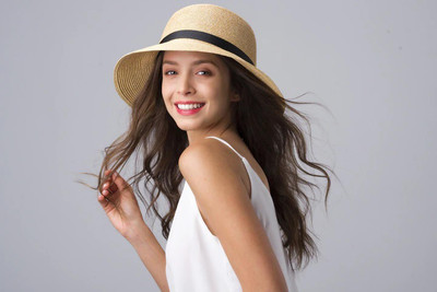 Icw Women Foldable Wide Ribbon Beach and Summer Straw Sun Hat caps(Brown, Pack of 1)