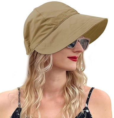 AlexVyan Sun Bucket Hat for Girls Wide Brim UV Protection with Drawstring Closure(Brown, Pack of 1)
