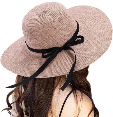 SARITE Womens Sun Straw Hat Wide Brim(Beige, Pack of 1)