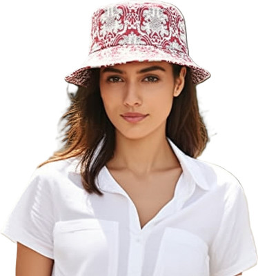 ZACHARIAS Women's Fishermen Cotton Printed Bucket Cap Hat(Maroon, Pack of 1)