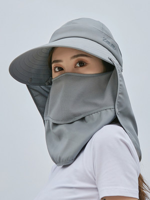 AlexVyan Women Wide Brim 360 UV Protection Sun Hat Sunvisor Detachable Neck Face Flap(Grey, For Women Girl, Pack of 1)