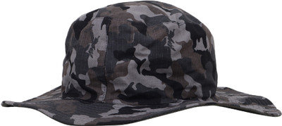 ZACHARIAS Camouflage Military Print Cotton Round Sun Hat(Grey, Pack of 1)