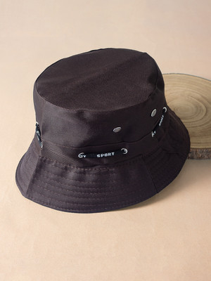 Golden peacock Brown Color Texture Polyester Bucket Hat for Men & Women(Black, Pack of 1)